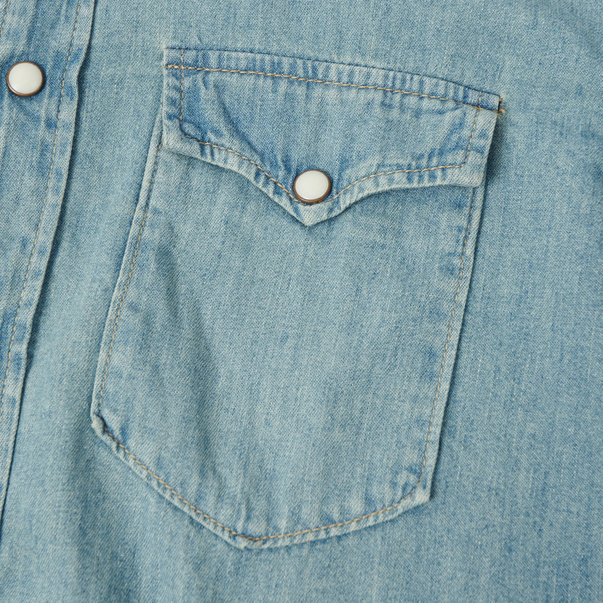 Relaxed Look Spellbound 6oz Denim Western Shirt - Light Washed