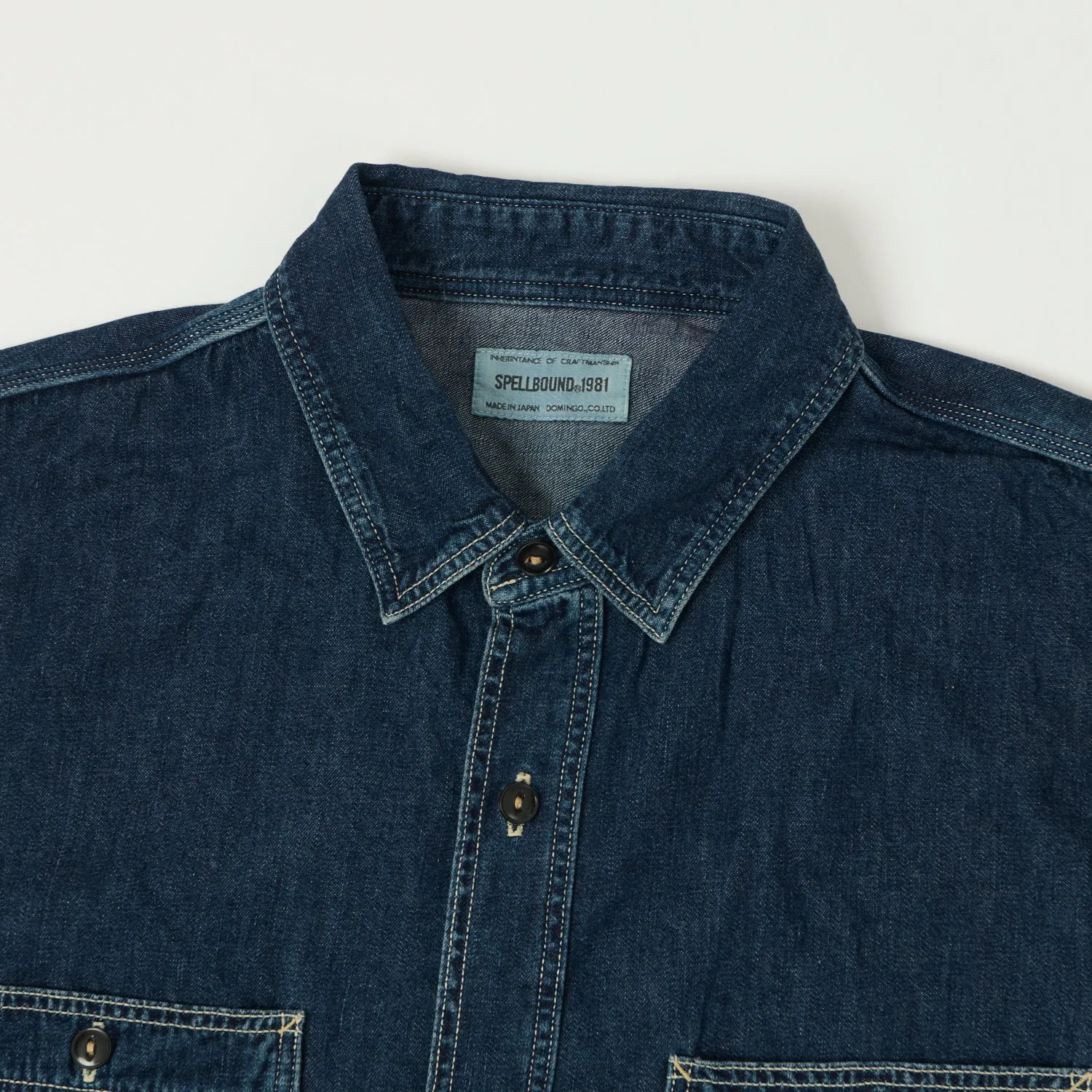 Spellbound Authentic 6oz Denim Work Shirt - Used Wash Backpacking Trip Anti Pilling Treatment