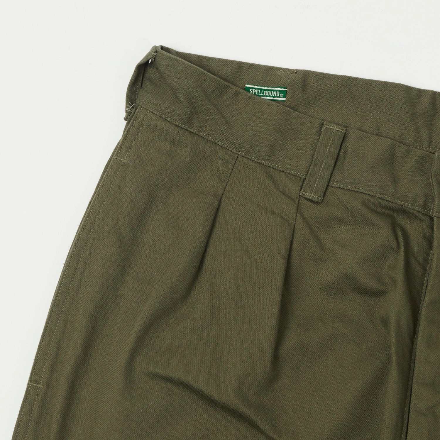 Spellbound Double Pleat French Trousers - Olive Anti Cling Finish