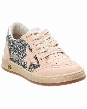 Tread Pattern Golden Goose Ballstar Leather & Glitter Sneaker
