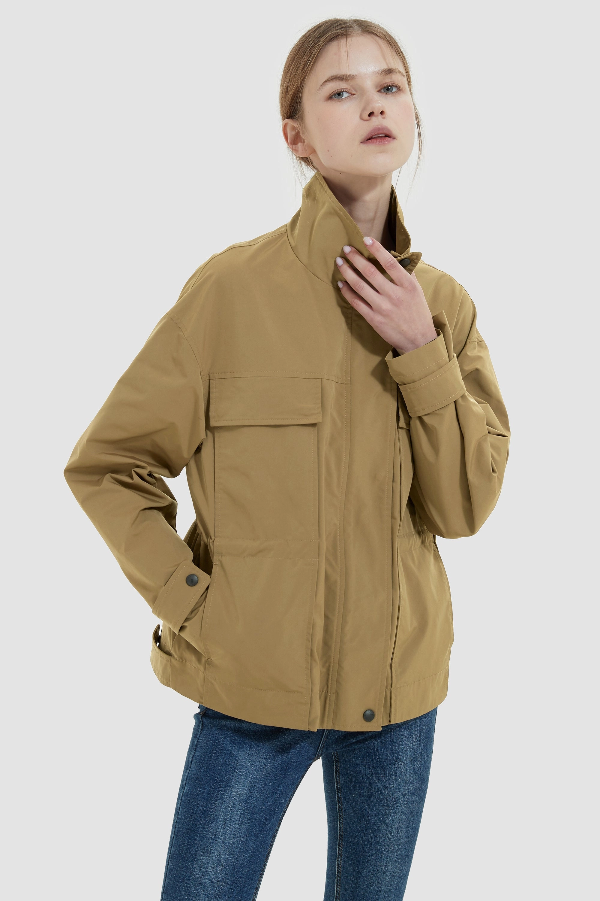 Adventure Day Look Pocket Placement Stand Collar Zip Up Simple Jacket