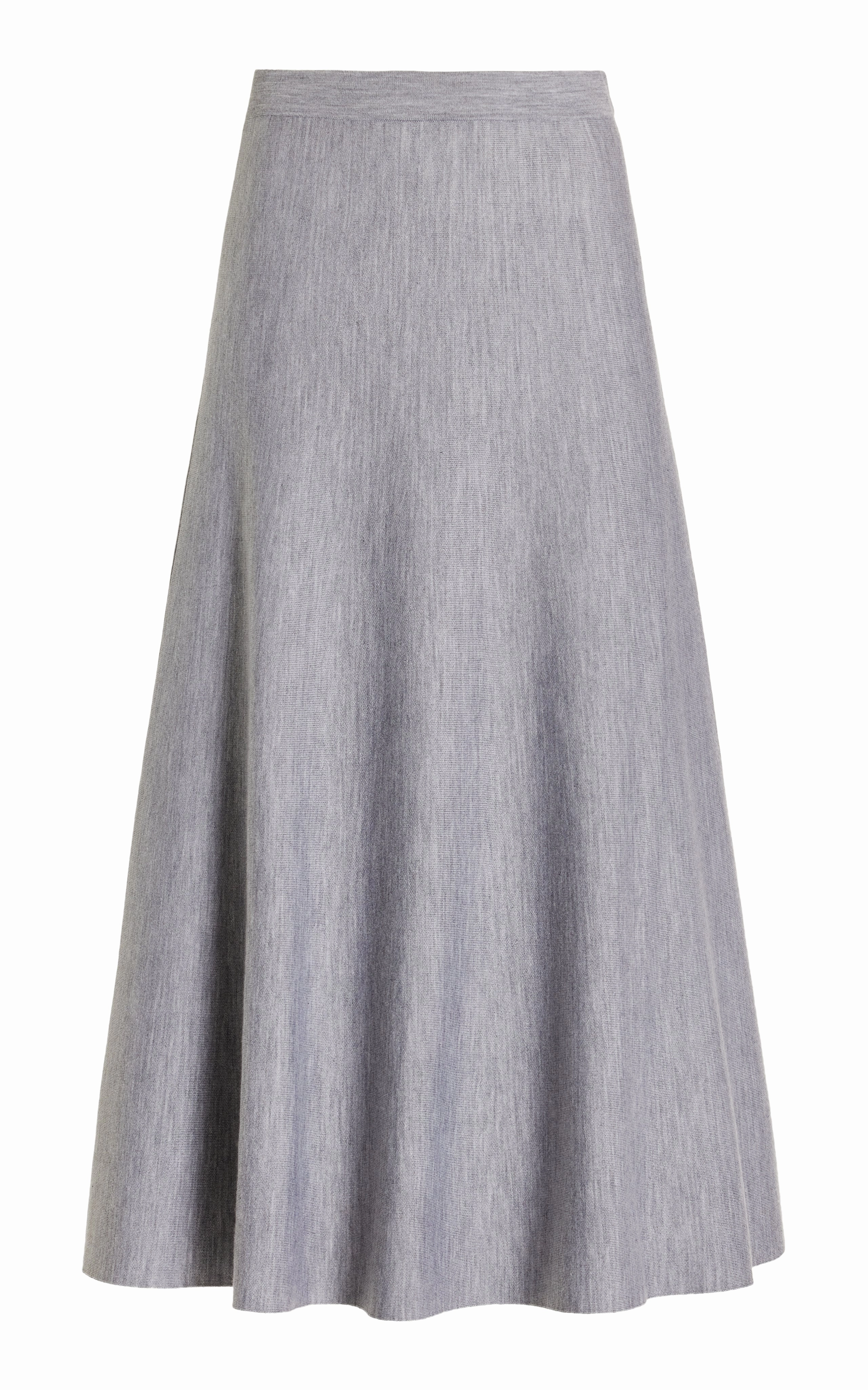 Travel Influence Crochet Style Freddie Knit Midi Skirt in Heather Grey Merino Wool Cashmere