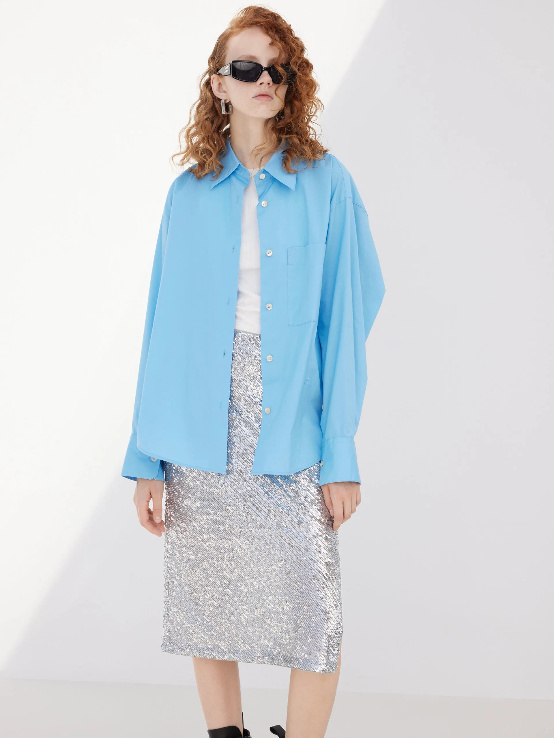 Luxurious Feel Anti Cling Fabric Cotton Blend Poplin Shirt