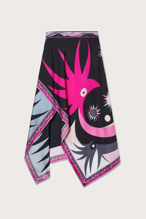 Outfit Mood Stella Print Asymmetrical Midi Skirt