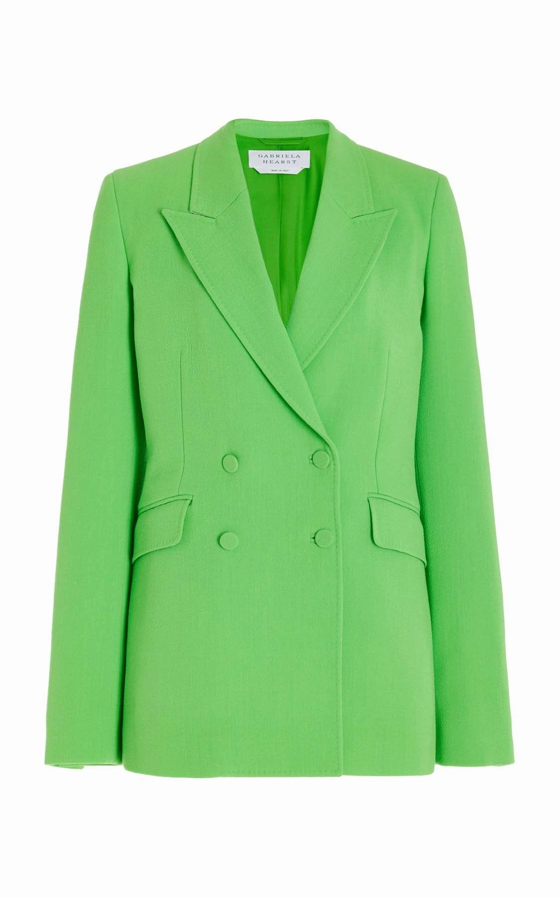 Stephanie Blazer in Fluorescent Green Virgin Wool Crepe Custom Tailored