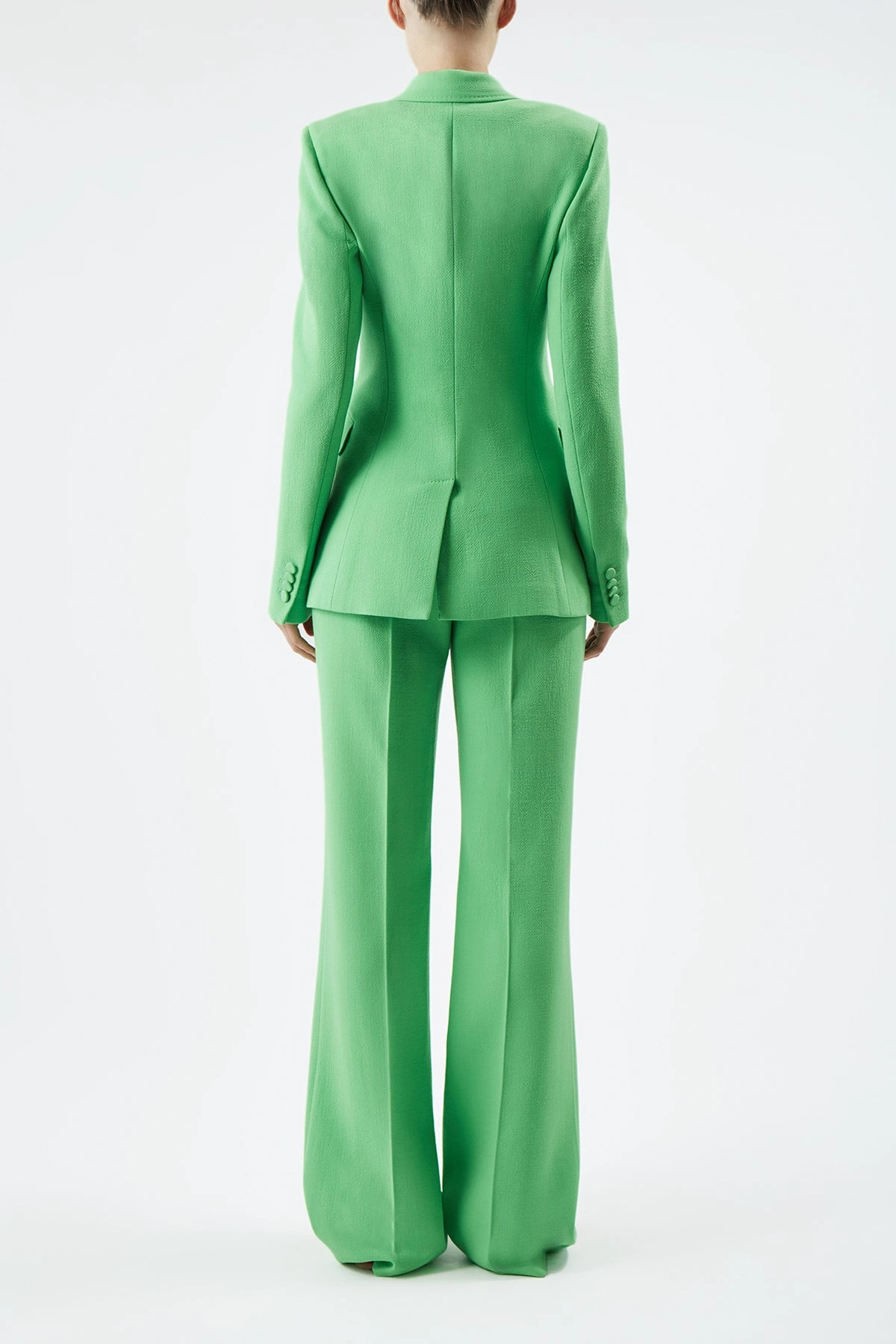 Trendy Comfort Stephanie Blazer in Fluorescent Green Virgin Wool Crepe