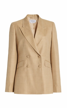 Sculpted wear Stephanie Blazer in Hay Virgin Wool and Silk Linen