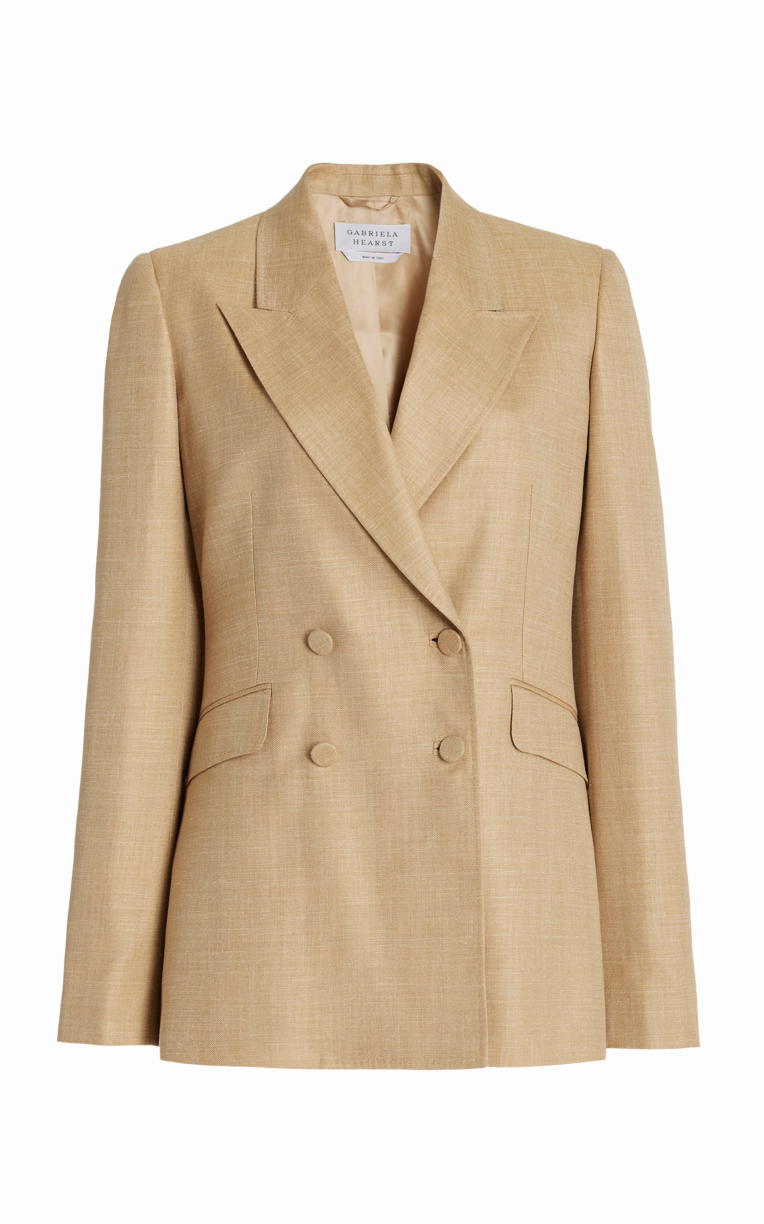 Stephanie Blazer in Hay Virgin Wool and Silk Linen Luxurious Look