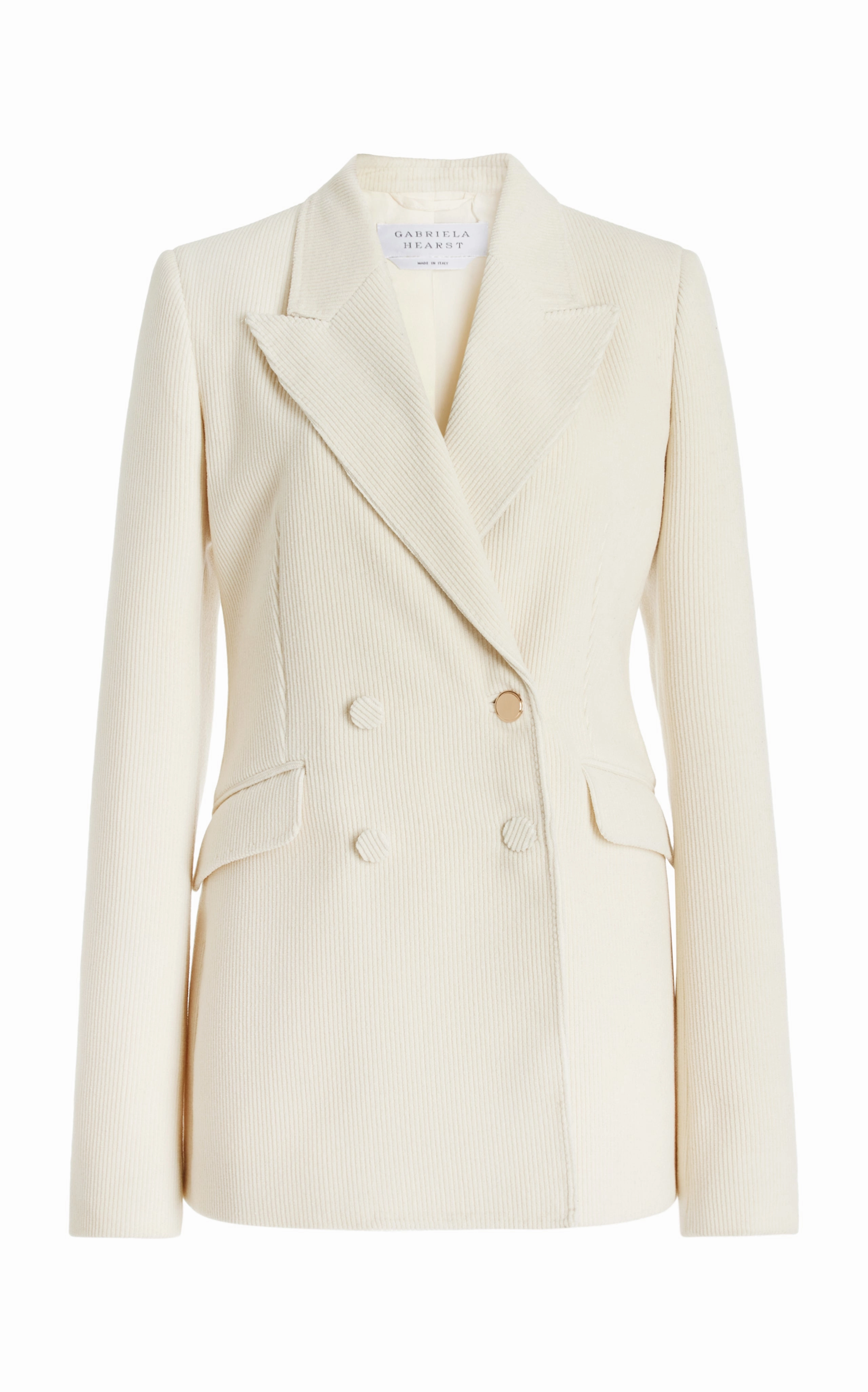 Business Ready Style Refined Silhouette Stephanie Blazer in Ivory Cashmere Corduroy