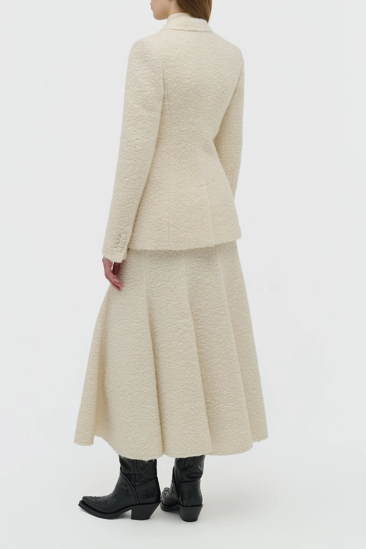 Stephanie Blazer in Ivory Recycled Cashmere Boucle Professional Wearable