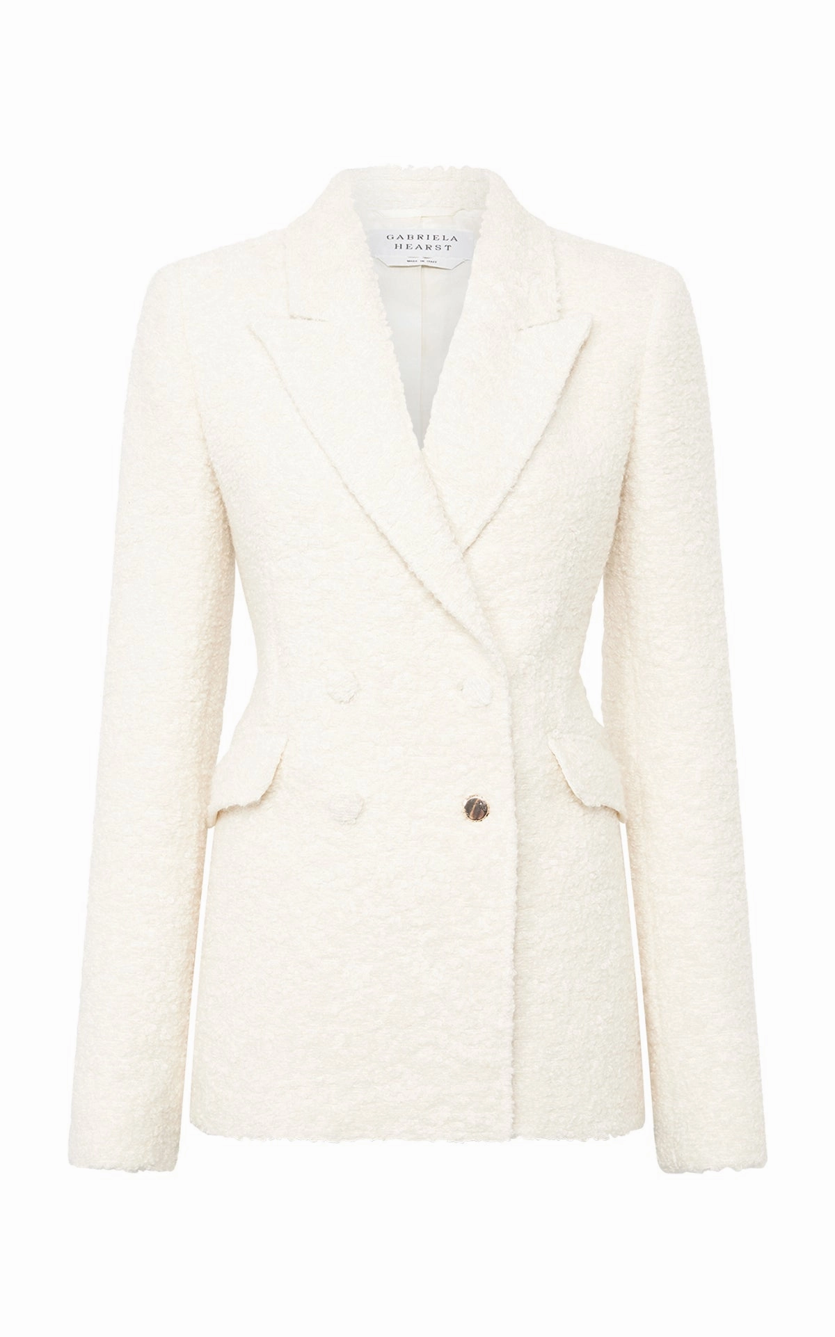 Refined Layer Stephanie Blazer in Ivory Recycled Cashmere Boucle