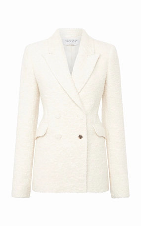 Refined Layer Stephanie Blazer in Ivory Recycled Cashmere Boucle
