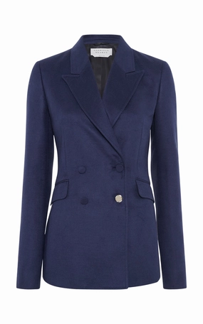 Stephanie Blazer in Navy Winter Silk Classic Fit Polished Tailoring