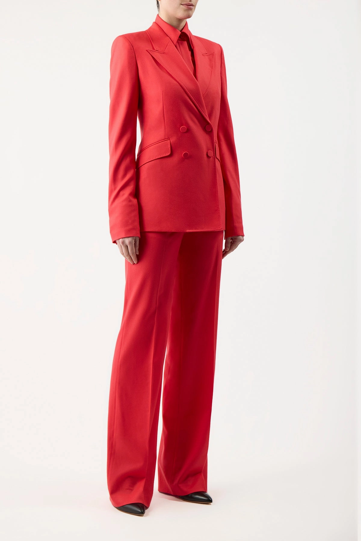 Polished Appearance Perfectly Refined Stephanie Blazer in Red Topaz Superfine Wool