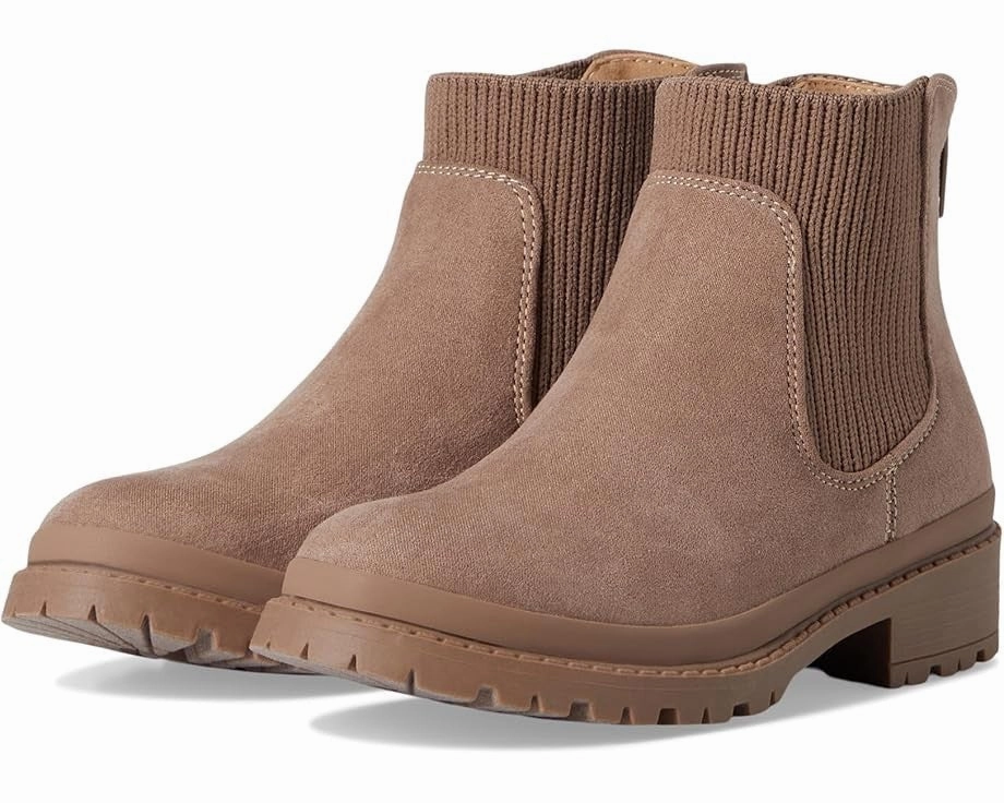 Steve Madden Hazzel Boots Kids  Taupe Round Toe Ankle Block Heel JOBB1094 Protective Finish Windy Weather Color Pop