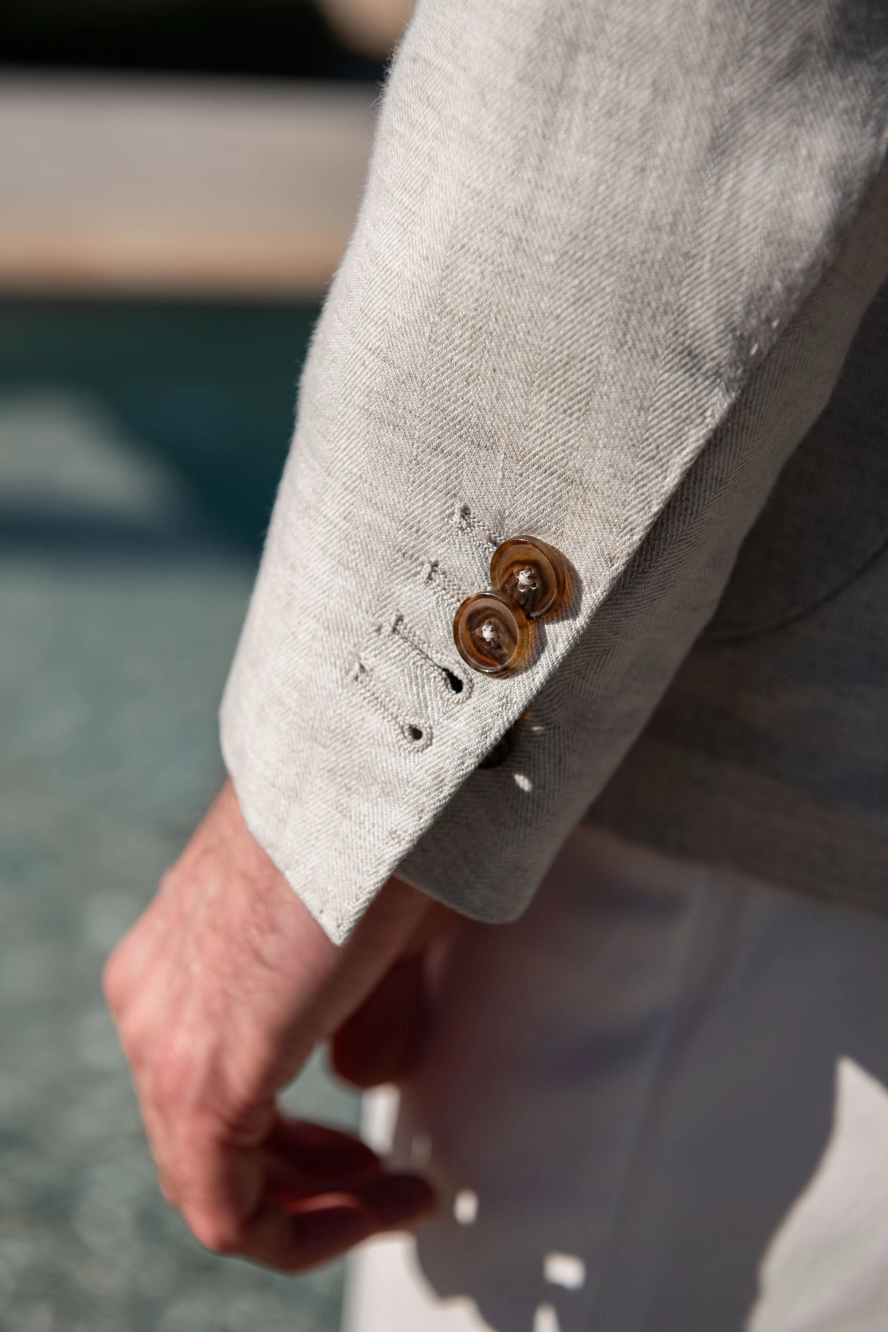 snowy Stone herringbone linen jacket "Soragna Collection" - Made in Italy