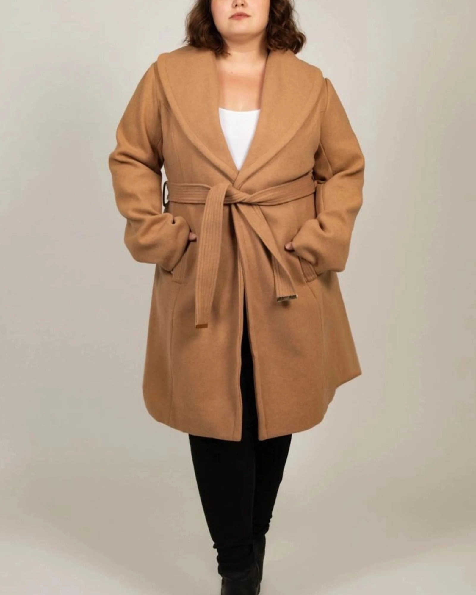 sunny - day look Wedding Hazel Coat Round Collar Belted Pockets | Camel