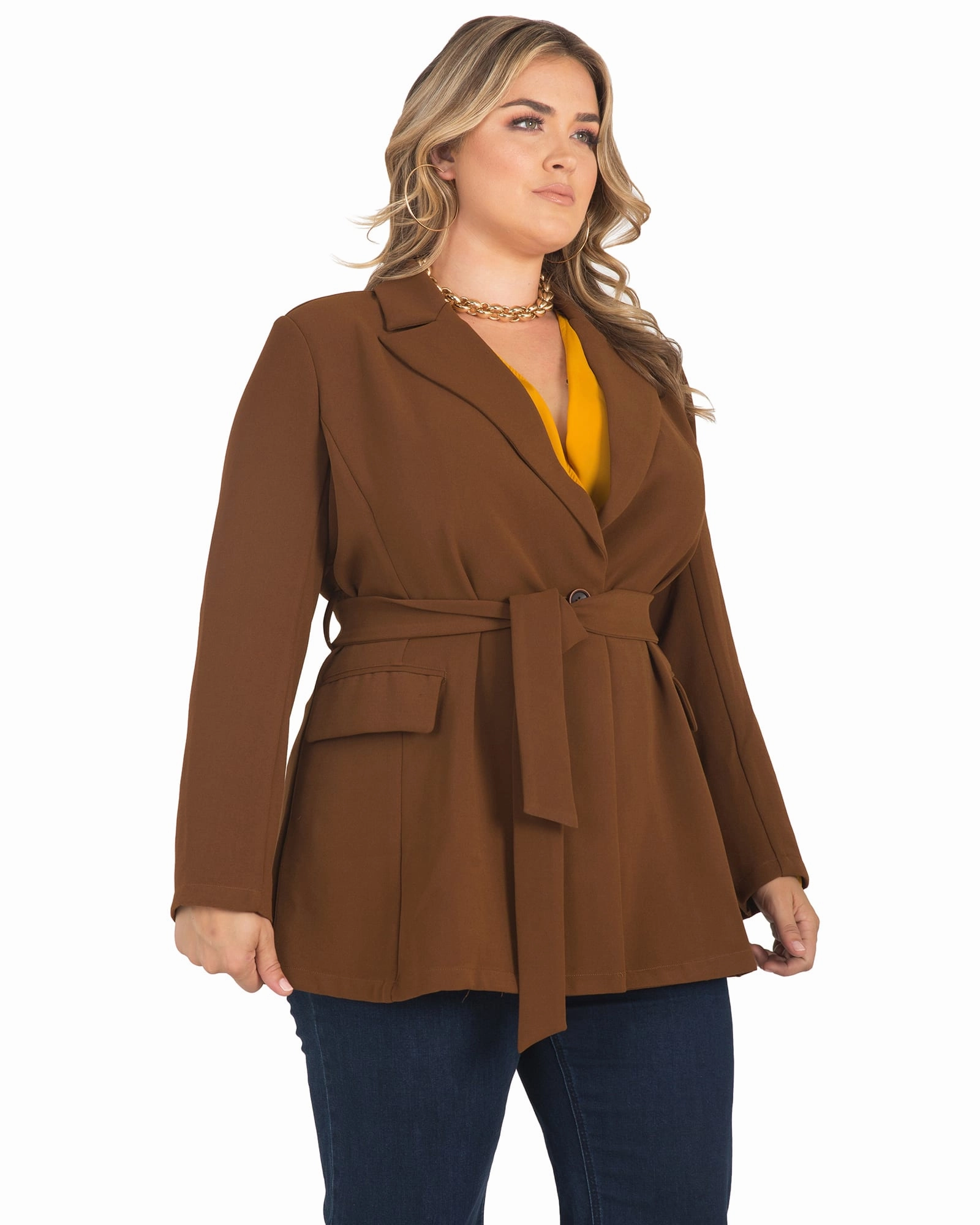Regina Belted Blazer | Brown Relax Shell Ability