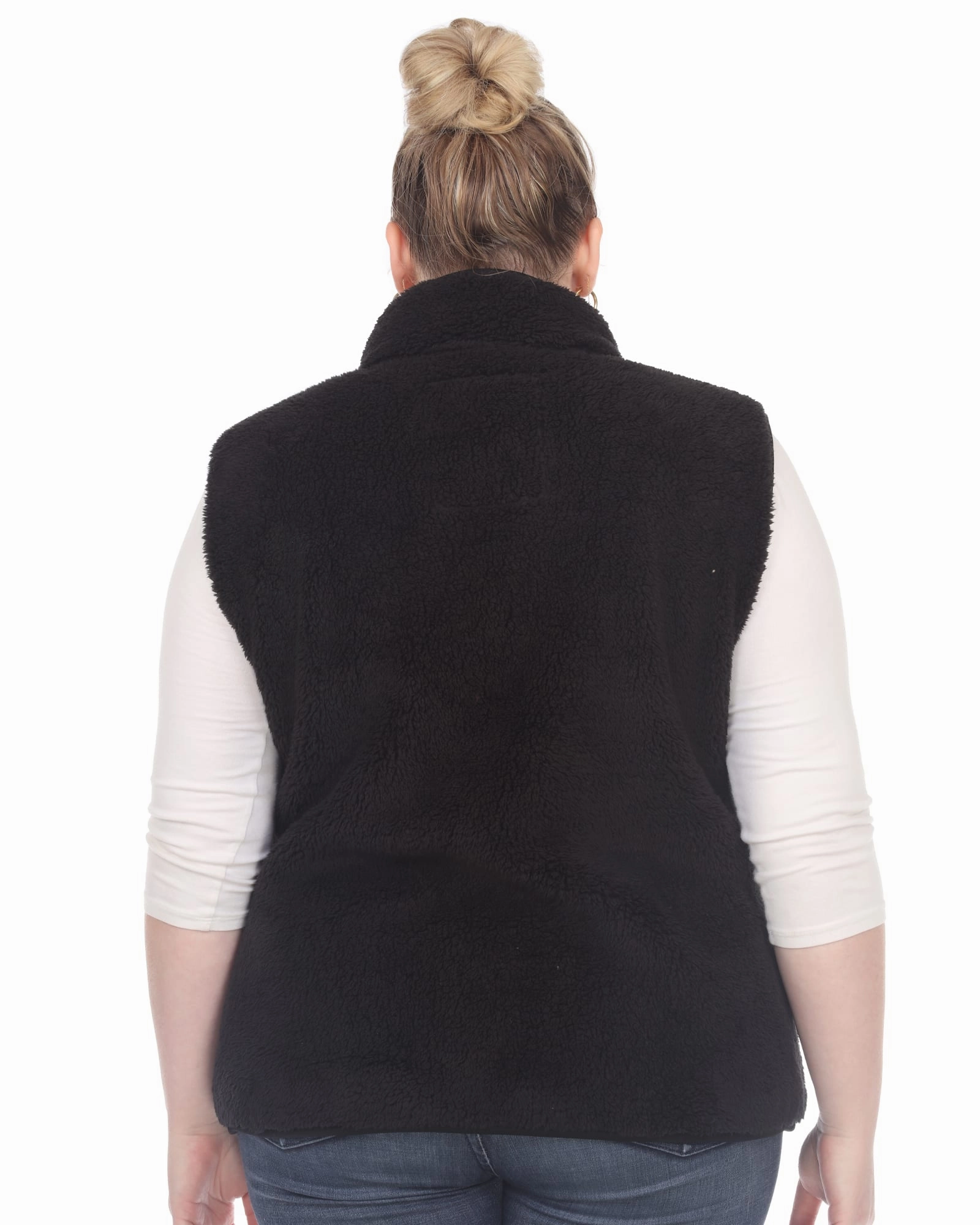 Zip up sherpa vest | Black Fashion Active