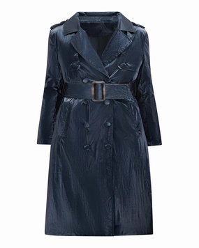 Warm Weather Wear Closet The Cameron Metallic Trench Coat | Navy