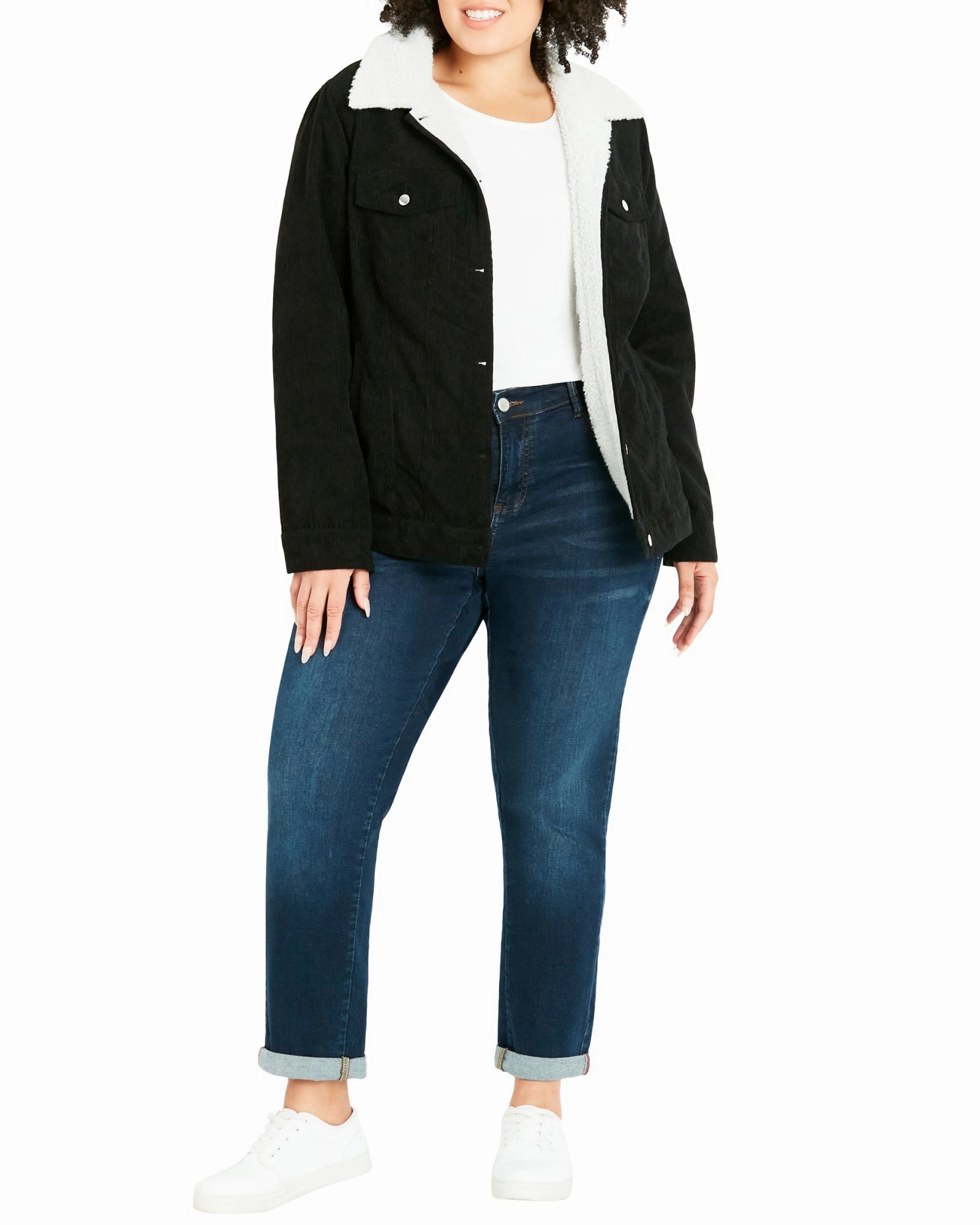 Defend Work Ready Mandy Corduroy Jacket | Black / White