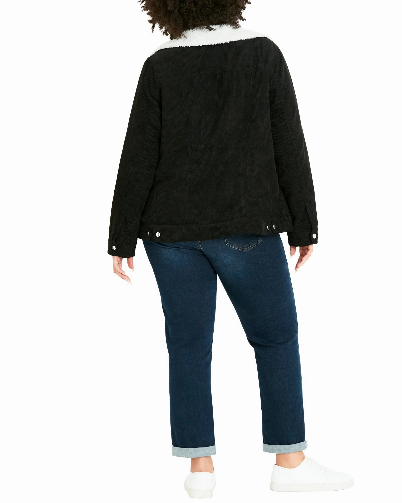 Mandy Corduroy Jacket | Black / White Microfiber Technology