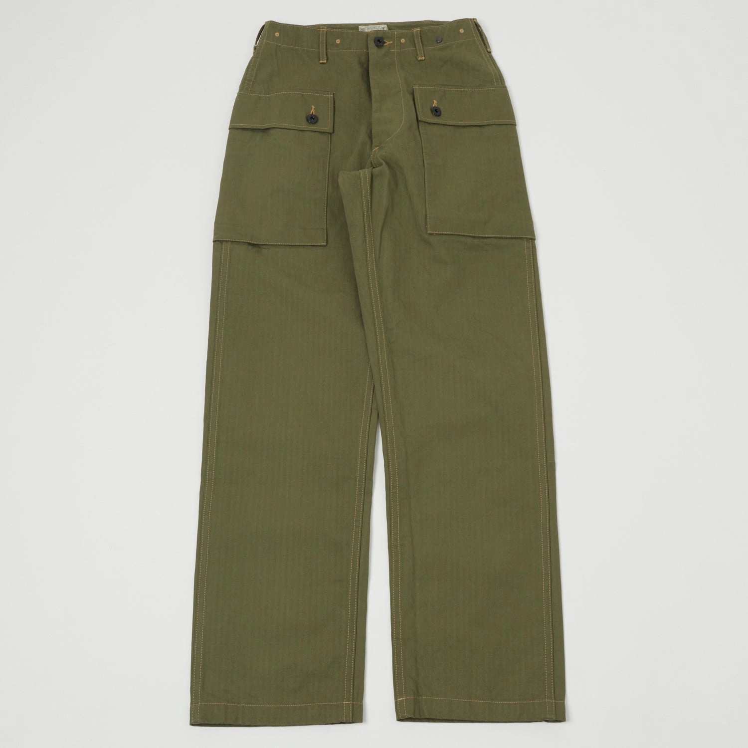 Buzz Rickson's U.S. Marine Corps Herringbone Pants - Olive Solid shade Office Friendly