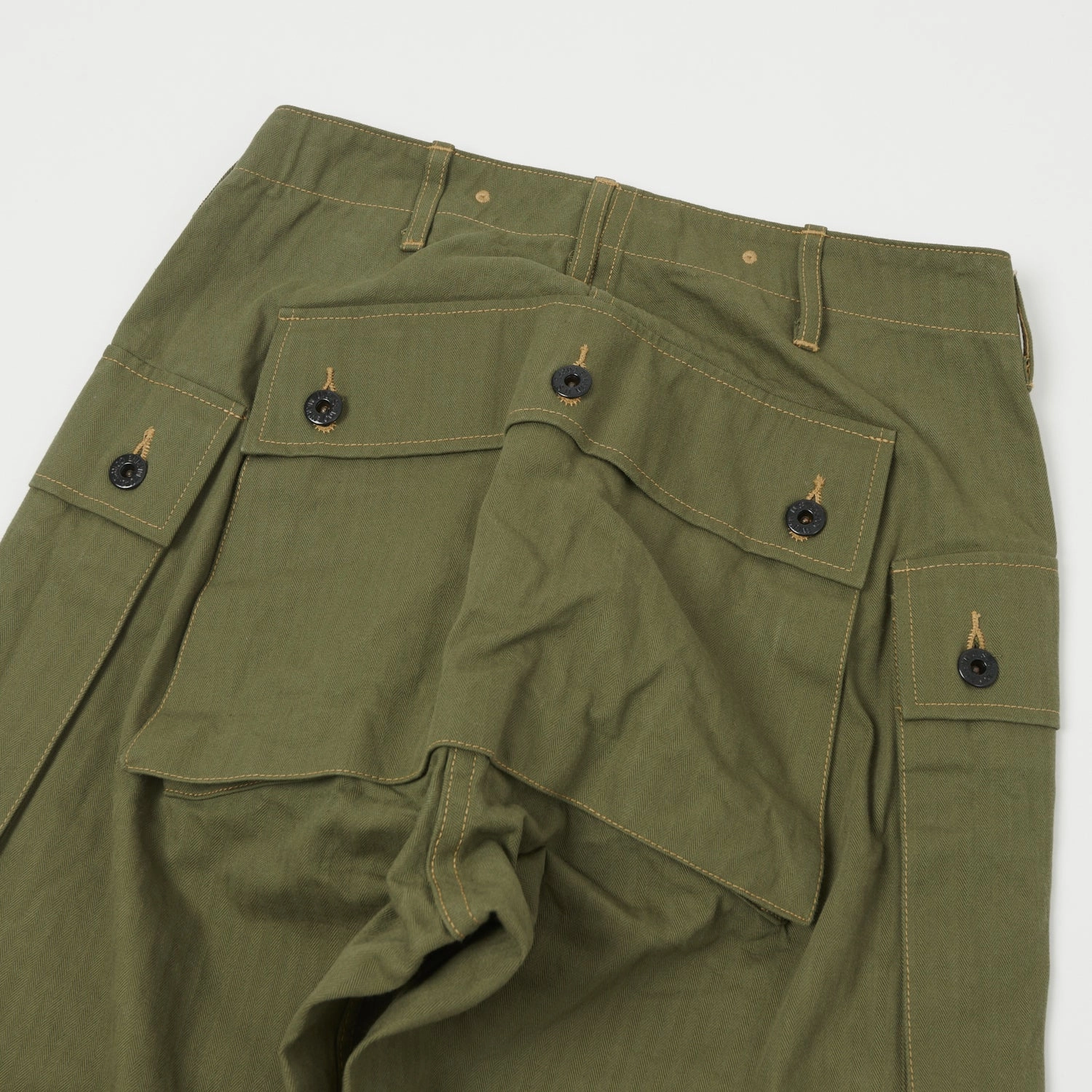 Flexible Leg Buzz Rickson's U.S. Marine Corps Herringbone Pants - Olive