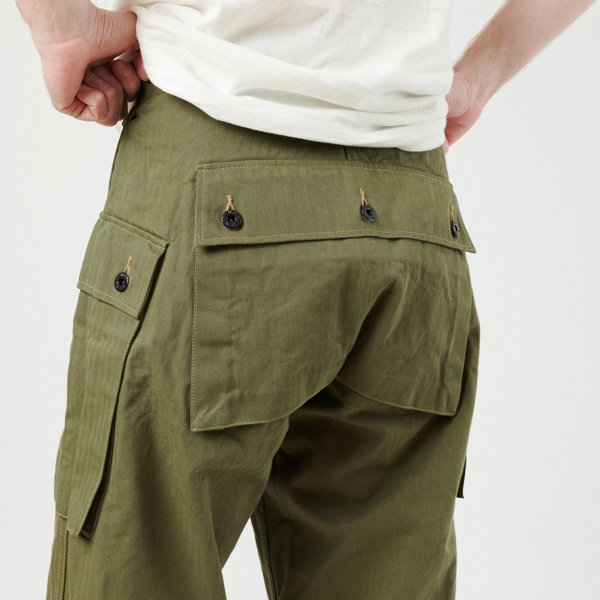 MoistureWickingFabric High Stretch Fit Buzz Rickson's U.S. Marine Corps Herringbone Pants - Olive