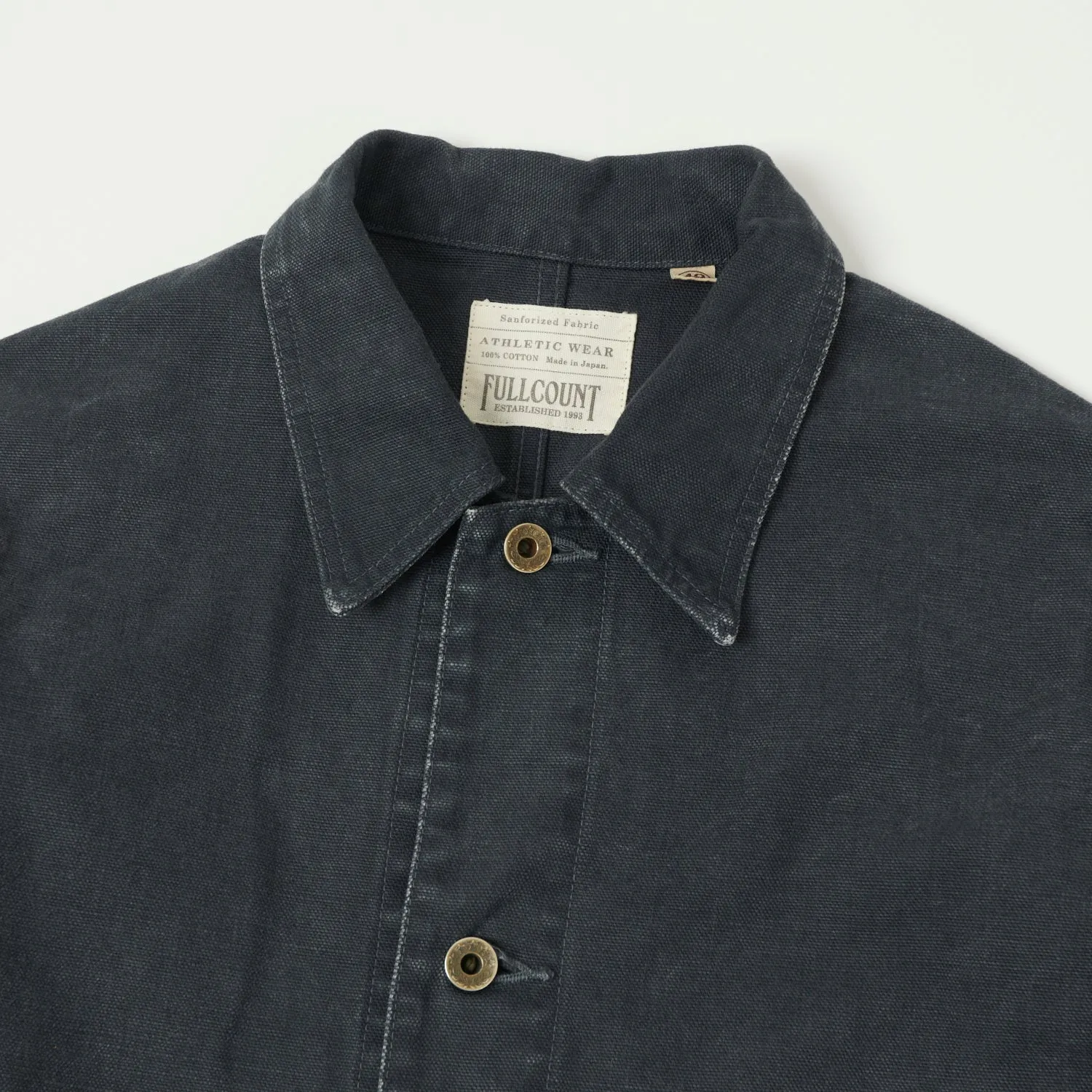 Full Count 2015 Sulfur Dye Heavy Oxford Chore Jacket - Black Recycled Textile