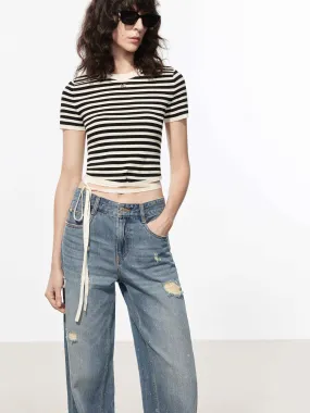 Soft and Elegant Striped Crewneck Top