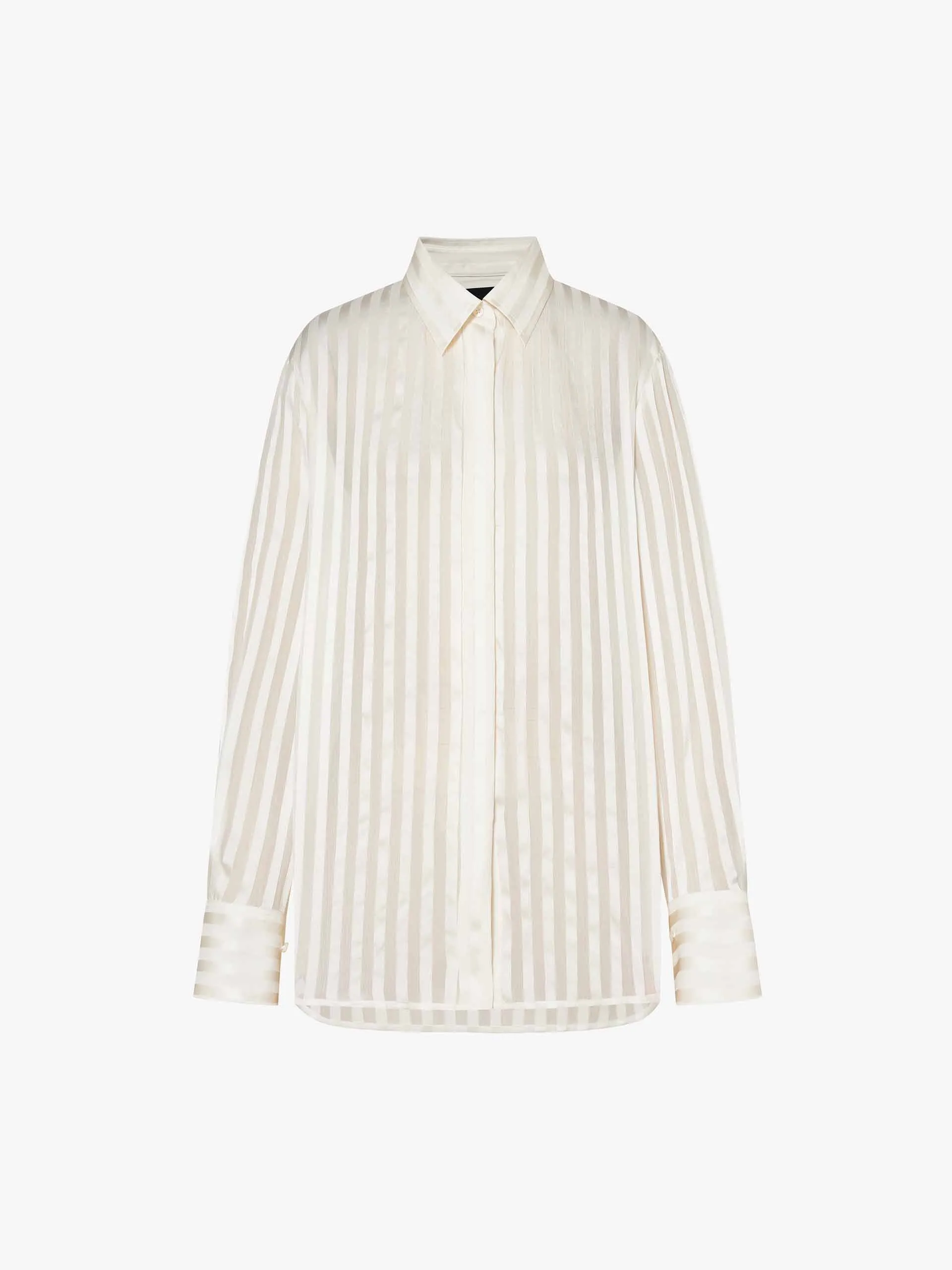 Classic Collar Striped Pattern Silk Shirt