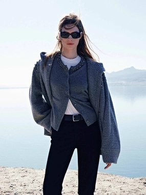 Merino Wool Hooded Jacket Cozy Hood Detail