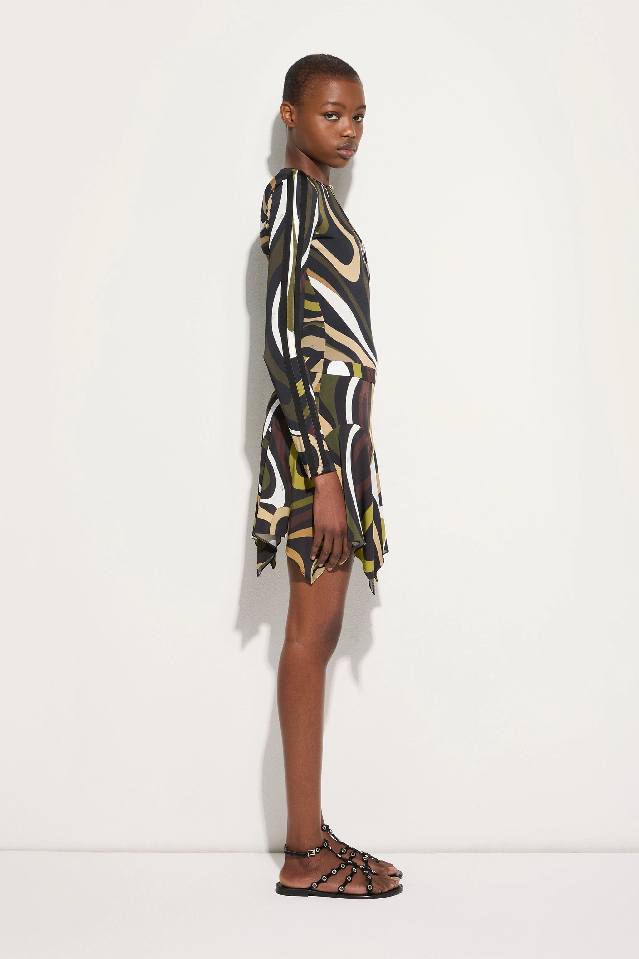 Wedding guest Tear Resistant Material Marmo Print Asymmetrical Mini Skirt