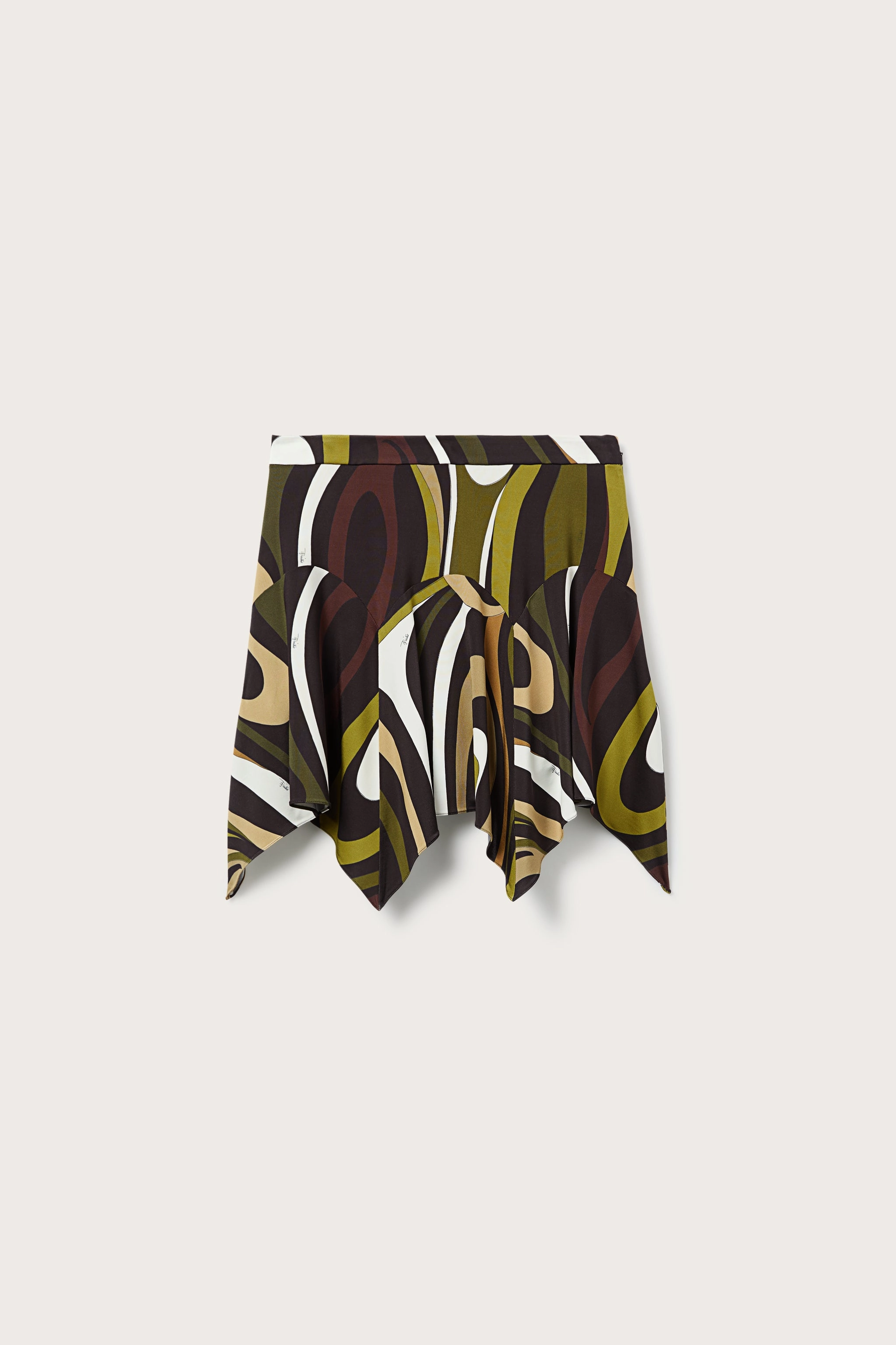 Modern Combo Contrast Panel Marmo Print Asymmetrical Mini Skirt