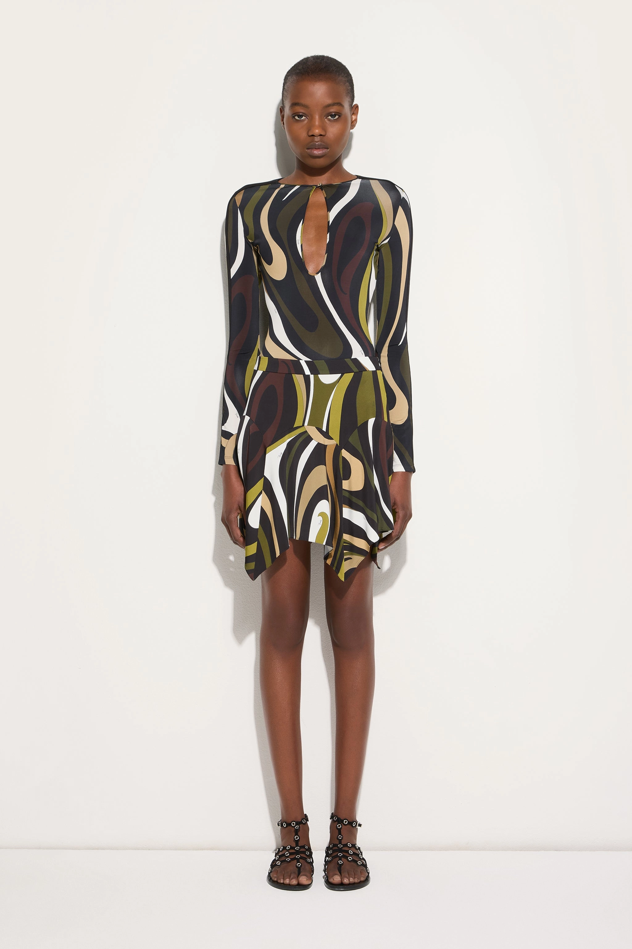 Marmo Print Asymmetrical Mini Skirt High Rise Outfit Moodset