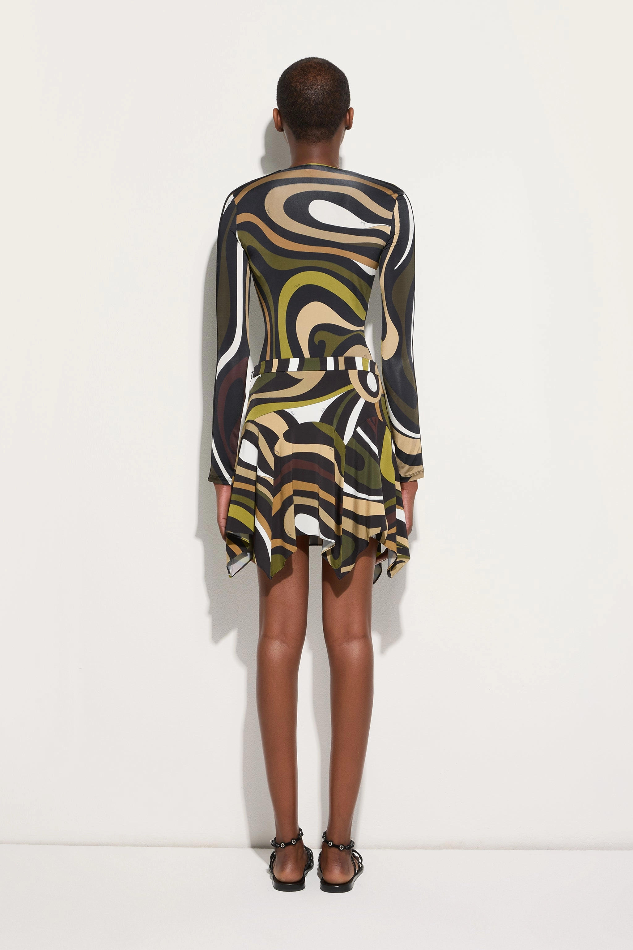 Outfit Combo Marmo Print Asymmetrical Mini Skirt