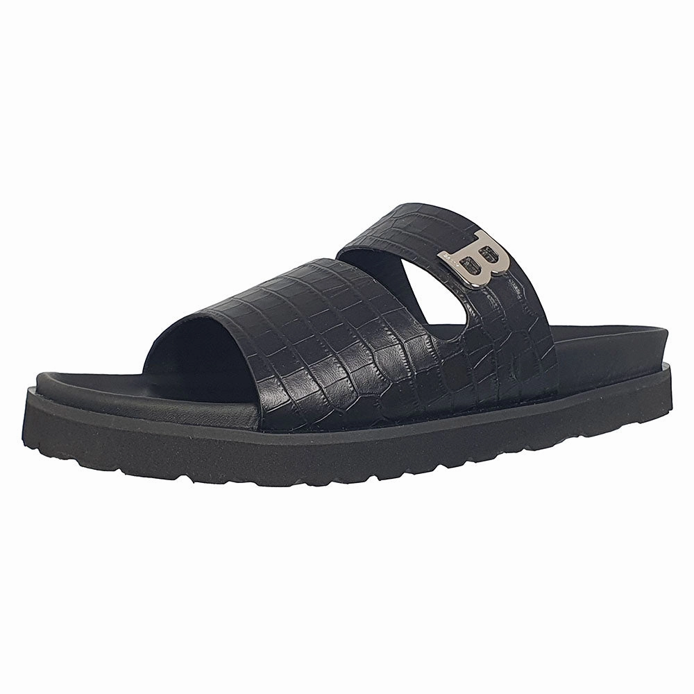 Bally Syxten 6302328 Men's Black Embossed Calf Leather Sandals Park Friendly tassel