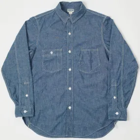 natural fiber Freewheelers & Co Ironalls Long Sleeve Work Shirt - Indigo Chambray