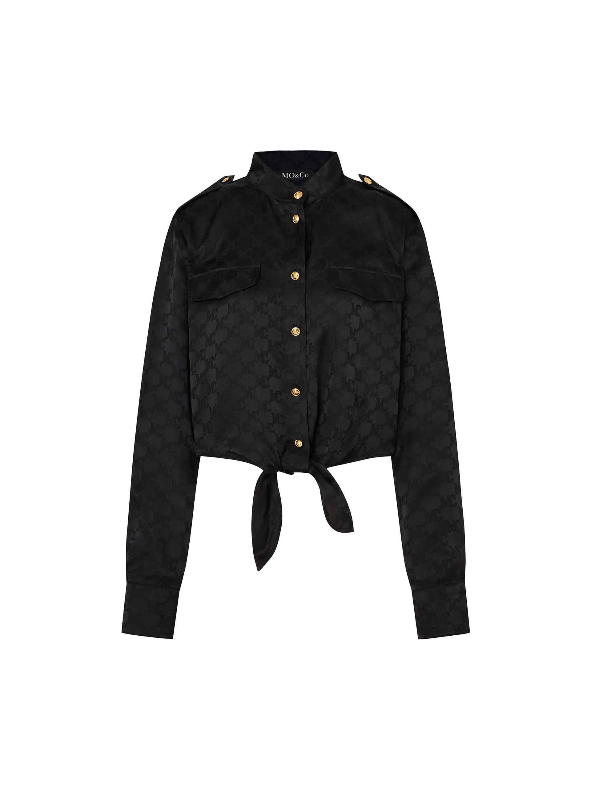 Tie Front Jacquard Shirt Lightweight Layer