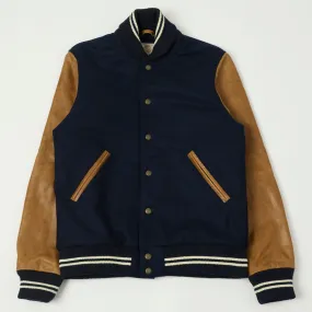 Dehen 1920 Varsity Jacket - Dark Navy/Antique Rust Flexible Shoulder OdorResistantTreatment