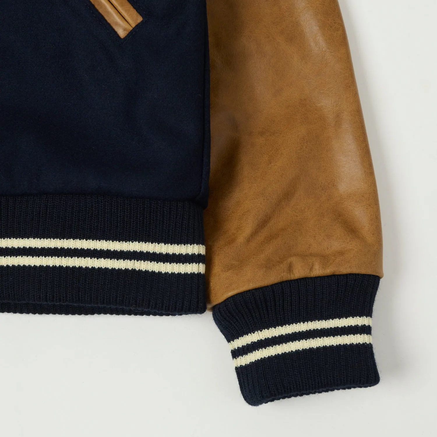 Dehen 1920 Varsity Jacket - Dark Navy/Antique Rust Flexible Joint Articulation Non Bulky Insulation Tech