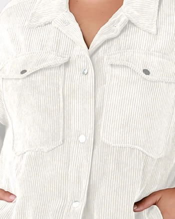 Amaris Corduroy Shacket | Ivory Performance Edge leggings