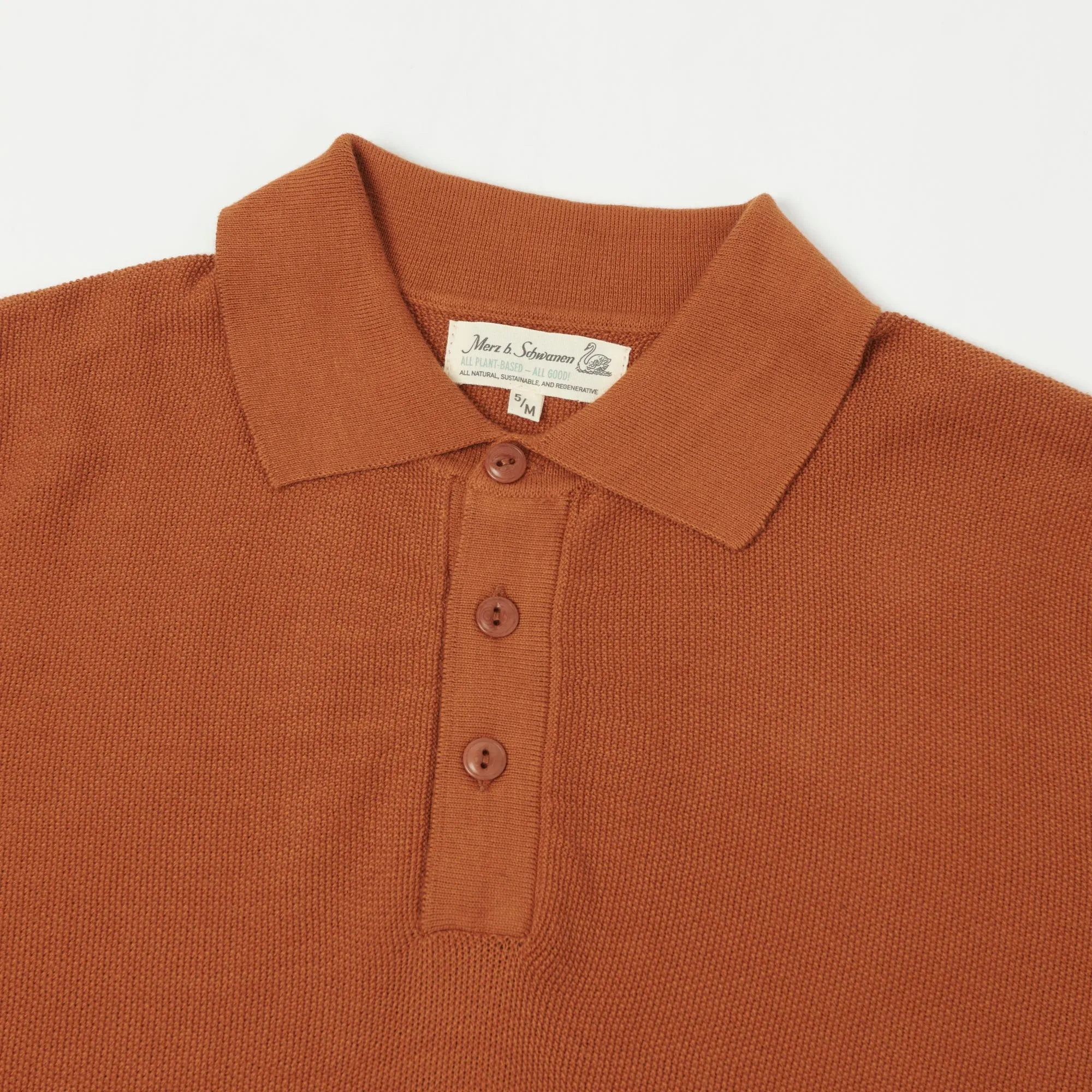 Merz b. Schwanen 'Good Basics' Plant Based Pique Polo Shirt - Caramel Comfy Comfort