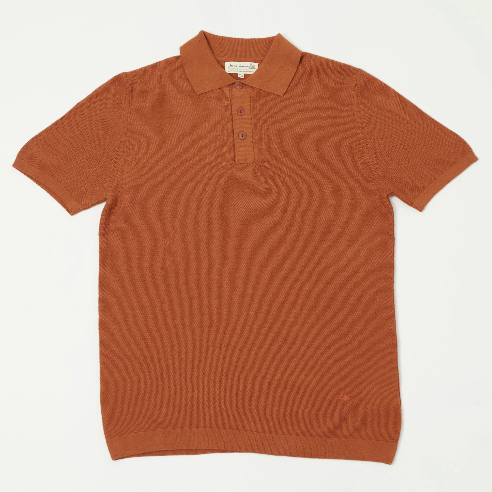 Merz b. Schwanen 'Good Basics' Plant Based Pique Polo Shirt - Caramel Twill Tape Reinforcement Versatile Look