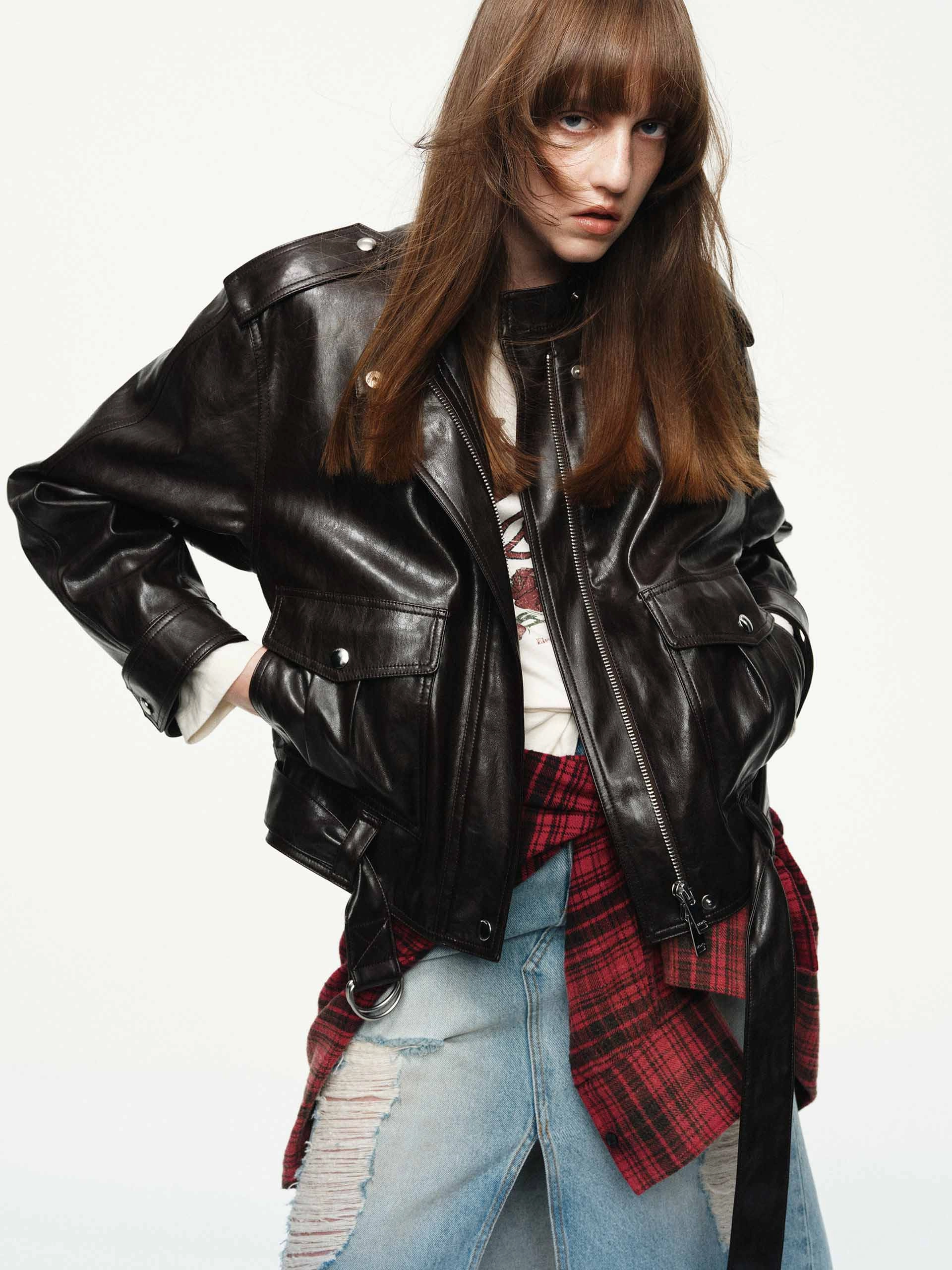 PU Leather Bomber Jacket Insulated Layer