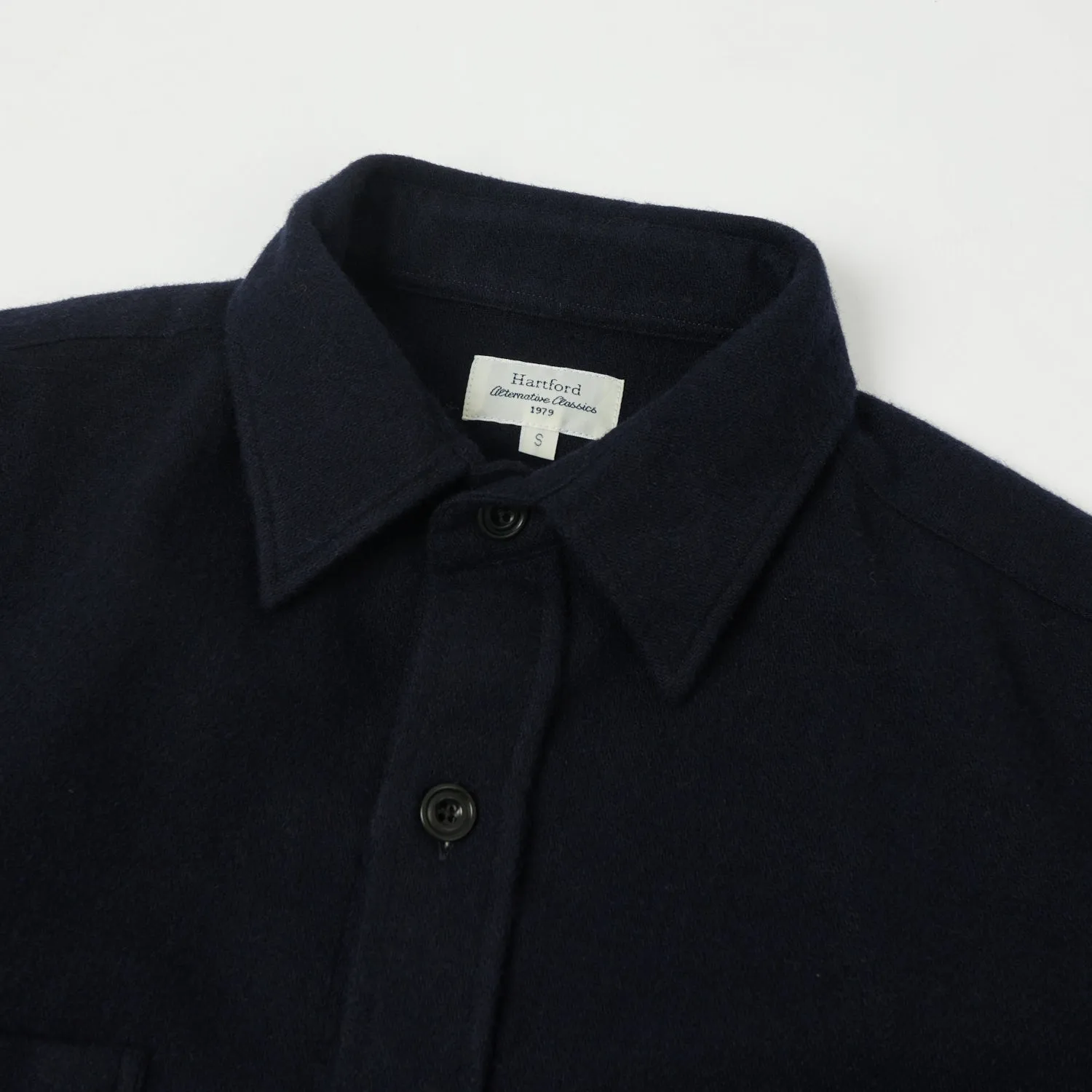 Hartford 'Percey' Wool Shirt - Navy Work Appropriate