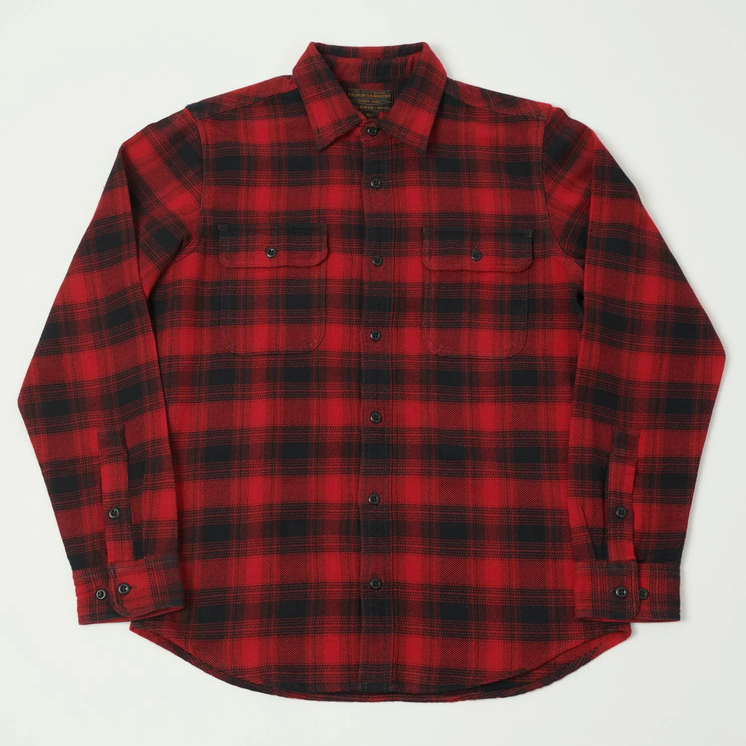 Ruffle Edge Filson Vintage Flannel Work Shirt - Red Oak Ombre
