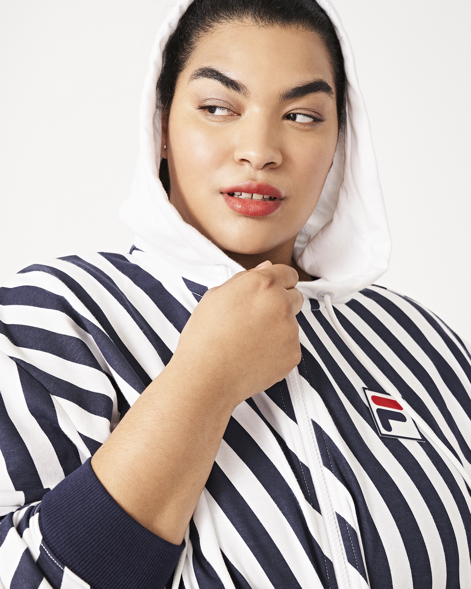 Donna Striped Bomber Jacket | White / Navy Neutral Comfort