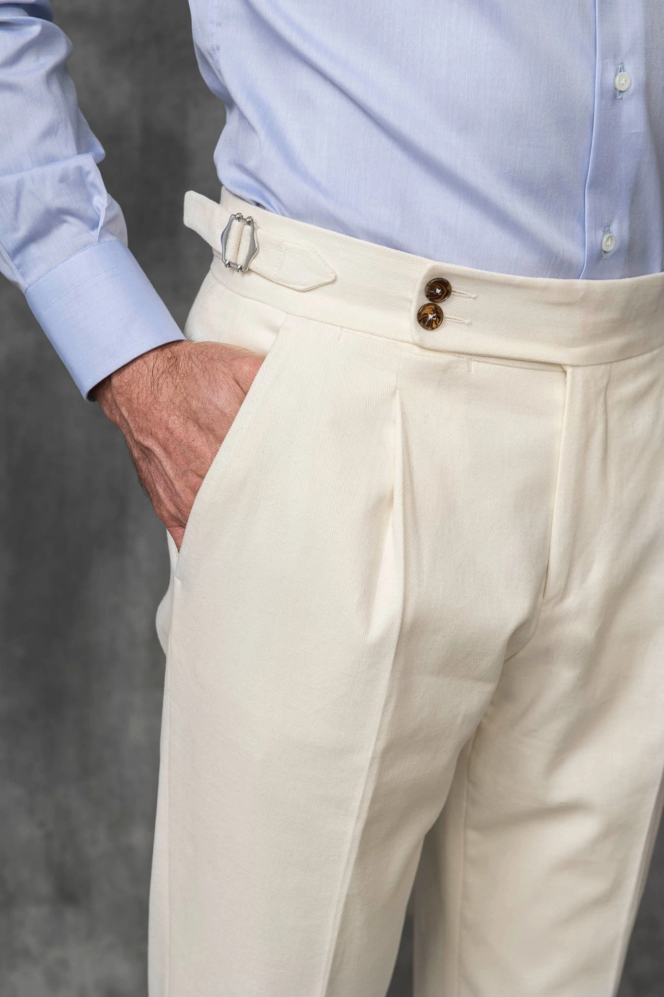 Static free TemperatureRegulation Off-white cotton Soragna trousers - Made in Italy